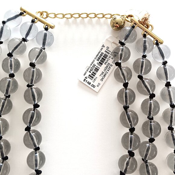 KATE SPADE NEW YORK BUBBLE BOWERY BALL NECKLACE SMOKEY TRIPLE ROW BIB NEW - Picture 2 of 3